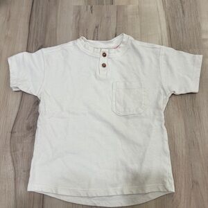 Zara Kids White knit Button-Front Shirt Size 3-4 years